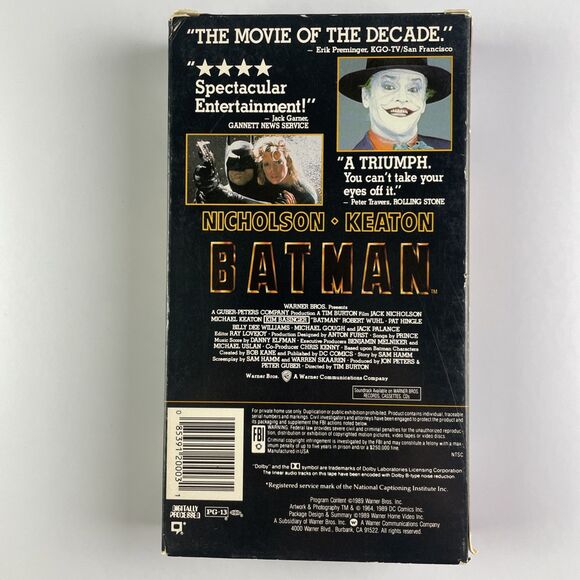 Batman (VHS, 1989) Michael Keaton Jack Nicholson Kim Basinger Tim Burton - Picture 3 of 9